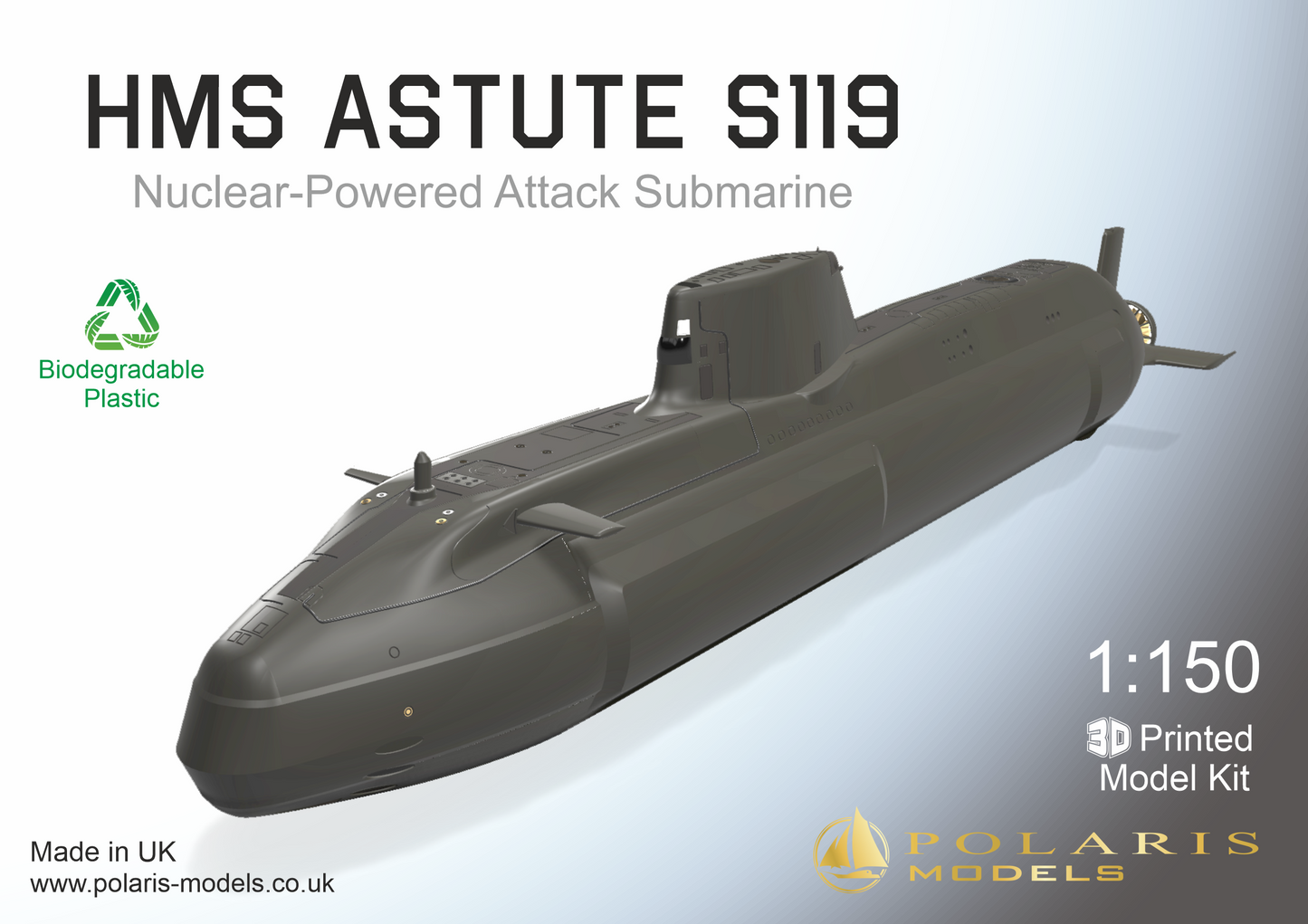 HMS Astute S119 - Submarine self assembly model kit scale 1:150 646 mm / 25.4''